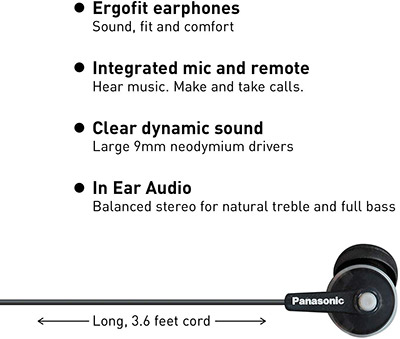 PANASONIC-ErgoFit-Earbud-Headphones-With-Microphone-and-Call-Controller-RP-TCM125-K-features